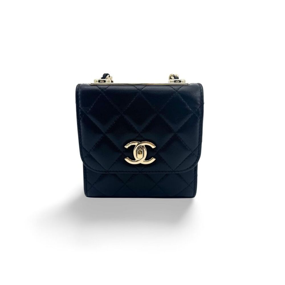 Chanel Trendy CC Mini Chain Shoulder Bag Black Gold Hardware